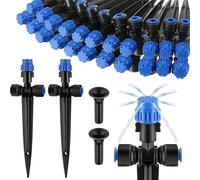 Adjustable 360 Degree Drip Emitter for 1/4in Tubing with Eight Flow Control Points and Stake Support