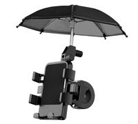 Adjustable 360 Degree Phone Holder with Sunshade for Biking and Motorcycle Riding, Compact ABS Design Ensures Stability and Weather Resistance (car with umbrella)