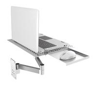 Adjustable 360° Rotating Laptop Wall Mount with Vented Cooling Platform and Mouse Tray, Full Motion Articulating Notebook Tray for Office and Workstation Use