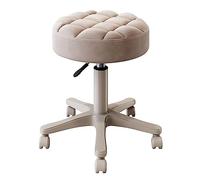 Adjustable 360° Swivel Bar Stool with Wheels, Beige PU Leather, Modern Rolling Chair for Kitchen or Home Bar, Comfortable Round Design, Stylish and Functional