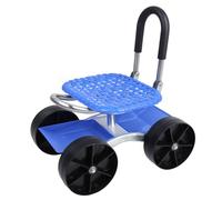 Adjustable 360° Swivel Rolling Garden Stool with Stora Basket, Folding Backrest, Wheeled Seat for Outdoor Ln & Patio - Perfect Gardening Helper (B)