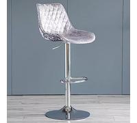 Adjustable 360° Swivel Velvet Bar Stools Modern Armless Counter Stools with Back & Footrest for Kitchen Island Cafe Pub Bar Stylish Gray Upholstered Seating