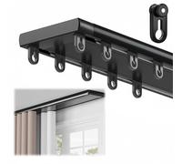 Adjustable 360cm Aluminium Ceiling Track with Silent Gliding Function for Office & Bedroom Room DividersPerfect for Space Optimization (Black)