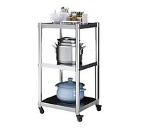 Adjustable 3Tier Kitchen CartRolling Utility Trolley with Universal Wheels for Restaurants Markets and Home UseVersatile rage Solution for Easy Mobility