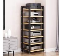 Adjustable 4/5/6/7 Tier AV Media Stand - Multi-Shelf Record Player & DVD/CD Tower for Home Entertainment Center Gaming Meetings & Recording Studio Storage Solutions
