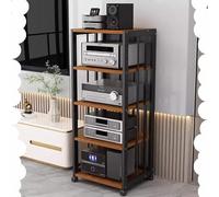 Adjustable 4/5-Tier Audio Rack, Floor Stand for Audio/Video Equipment, Turntable Shelf, Corner TV Stand, Black & Rosewood, Perfect for Music Systems