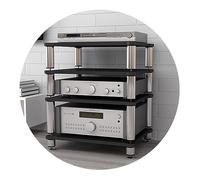 Adjustable 4-Tier HiFi Rack: Space-Saving Multi-Functional Audio & Video Support, Elegant Black Design, Home Theater System Stand 60 x 48 x 94 cm