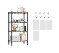 Adjustable 4-tier Metal Wire Rack Shelving Unit, Heavy Duty Storage Shelf For Kitchen, Pantry, And Organizers With Free Hooks And Pads, Perfect For Home And Office. 4 tiers
