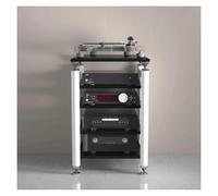 Adjustable 4-Tier o-Video Ma Stand Ste Cabinet with Shelves Space-Saving Entertainment Rack Tower Modern o Rack in Nero h