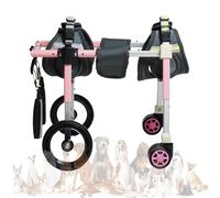 Adjustable 4-Wheel Dog Wheelchair for Back Legs - Lightweight Mobility Aid for Injured Disabled Paralysis Pets - Small Pink Hind Limb Support