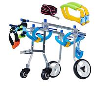 Adjustable 4-Wheel Dog Wheelchair for Front/Rear Support Lightweight Aluminum Pet Stroller for Small to Large Dogs Ideal for Rehabilitation and Mobility Assistance