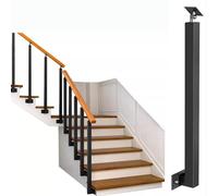 Adjustable 44" Black Stainless Steel Quadratic Stair Railing Side Post Mount Handrail with Flat Bracket Perfect for Modern Homes and Safety Solutions