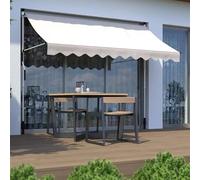 Adjustable 4m Balcony Awning - Garden Sun Shade with Hand Crank Free Standing Height & Angle Adjustable for Terrace Pavilion & Garden (White)