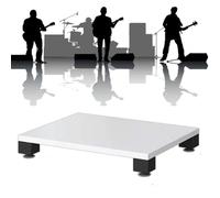 Adjustable 4Tier White Media Stand for Turntab & AV Equipment - SpaceSaving Open Design Stylish Home Entertainment Storage Solution (60 x 48 x 10 cm)