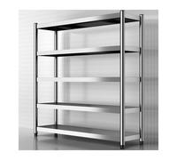 Adjustable 5-Tier Heavy-Duty Stainless Steel Shelf - Versatile Storage Rack for Home Kitchen Office Garage & Restaurant - Durable Space-Saving Organizational Solution