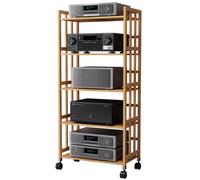 Adjustable 5-Tier HiFi Audio Stand - Media Shelf for TV DVD Player Cable Boxes & Records - Stereo Cabinet for Home Theater & Media Storage (55 x 38 x 159 cm)