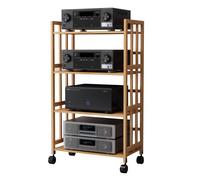 Adjustable 5-Tier Media Storage Unit - DVD/CD/Record Player Tower & Stereo Equipment Cabinet for Living Room & Office - Stylish Corner Entertainment Center