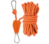Adjustable 5M Lanyard with Carabiner and Pulley for Tents and Camping Gear (Orange)