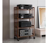 Adjustable 5Tier AV Media Stand Audio Rack for CD Player Home Stereo Rack with Rolling ShelvesBrown 80x123cm Perfect for Entertainment Centers and Living Rooms