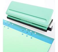 Adjustable 6-Hole Punch, A5 A6 A7 Paper Punch,6 Sheet Capacity Hole Puncher for Planner, Ring Binders (Mint Green)
