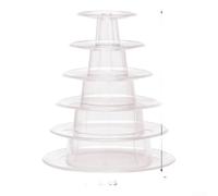 Adjustable 6 Tier Cupcake Stand 4-9 Inch Diameters | 6 tier design, clear PVC material, holds 95 macaroons, 4-9 inch diameters, perfect for parties