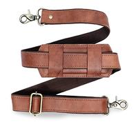 Adjustable 60-inch Real Leather Bag Replacement Shoulder Strap Comfort Fit Padded with Metal Swivel Hooks for Crossbody Purses, Laptop Messenger Bags, Handbags and Duffle Luggage Straps (Brown)