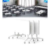 Adjustable 63in Modern Folding Conference Table Set 3-Pack Rolling Meeting Tables on Wheels Versatile Office & Classroom Collaboration Furniture