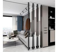 Adjustable 7pcs Metal Room Divider Posts with Feet Stylish White & Blackar ions for Office & Bedroom H-110cm/43.3" Indoor Space Solution