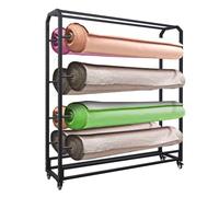 Adjustable 8-Roll Fabric Storage Rack with Wheels - Movable Steel Organizer for Vinyl, Leather, Window Film & Wallpaper Rolls - 160cm Hanging Rods for Easy Access
