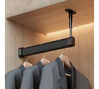 Adjustable 90° Corner Wardrobe Rod, Space-Saving 50cm Hanging Bar for Shirts & Dresses, Sl lack/Champagne/Arctic Finish, Ideal Closet Organizer Solution.