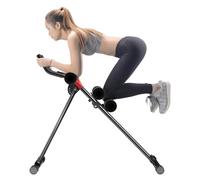 Adjustable Ab Workout Equipment, Full Body Core Training Machine, Abdominal Roller Foldable Ab Machine with Dual Track Frame and LCD Monitor for Home Gym Beginner Use (Black)