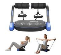 Adjustable Abdominal Trainer & Sit-Up Machine, 4 Resistance Levels, Non-Slip Handles - Heavy Duty Ab Crunch Machine with Resistance Bands, Core Strength Trainer for Home Gym Workout Blue