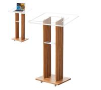 Adjustable Acrylic Church Pulpit on Wheels Clear Podium with Vertical Reading Platform Ideal for Classroom & Church Entrance Features Flashing Modes for Enhanced Visibility