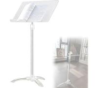 Adjustable Acrylic Music Stand, Transparent Sheet Music Holder, Height Adjustable 91-141cm, Portable with Tripod Base, 45x30cm Reading Surface, for Violin, Guitar, Orchestra, Menu Display