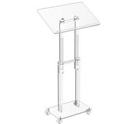 Adjustable Acrylic Podium Lectern with Rolling Stand Ideal for Churches Presentations and Events - Versatile Height for Comfort and Convenience