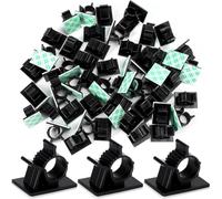 Adjustable Adhesive Nylon Wire Cable Clips Clamps - Black (Pack of 50)