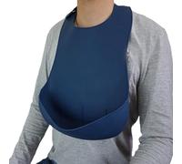 Adjustable Adult Silicone Bibs with Food Catcher Waterproof Portable Bib for Elderly Man and Women Adult Clothing Protectors Reusable Waterproof Bib,1 Pcs Navy Blue