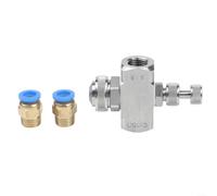 Adjustable Air Atomizing Nozzle 304 Stainless Steel 1/4 BSPT Thread for Misting Cooling Humidification Siphon Gravity Feed with Cone Shape Spray Tip 30 Degree Angle and Needle Flow Control