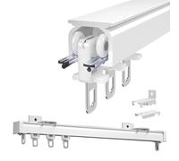 Adjustable Aluminium Curtain Rail System | 50-400cm Ceiling & Wall Track for Blackout Curtains & Room Dividers | Silent Glide Runners (380cm/12.5ft, White)