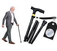 Adjustable Aluminium Folding Black Walking Stick TIGA-MED Pole 83-94cm