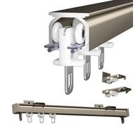 Adjustable Aluminium Rail System | Ceiling & Wall-Mounted Track for Blackout Curtains & Room Dividers | 50-400cm with Silent Glide Runners (Champagne, 400cm/13.1ft)