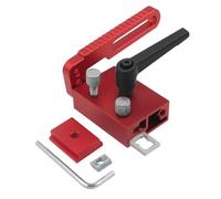 Adjustable Aluminum Alloy Miter Track Stop for Woodworking, T-Track Fence with Lockable Design, Compatible with Table Saw Accessories, Red/Black
