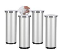 Adjustable Aluminum Alloy Table Legs - 4 Pack Punch-Free Adhesive Metal Feet for Glass Center Tables & Bathroom Furniture 40cm Height Silver Finish