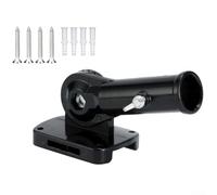 Adjustable Aluminum Flag Pole Bracket for Outdoor Settings, Gear Bite System for Angle Customization, Rust Resistant with Drainage Hole to Extend Use (Black)