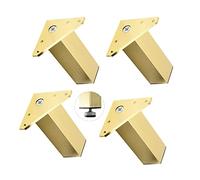 Adjustable Aluminum Furniture Legs - 4 Pack (40cm, Brushed Gold) - Metal Sofa, Table, Cabinet Feet - Triangular Mounting Plate - Stylish & Durable Furniture Support
