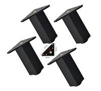 Adjustable Aluminum Furniture Legs - 4 Pack (40cm, Matte Black) - Metal Cabinet & Sofa Feet, Triangular Mounting Plate, Perfect for Tables & Cabinets