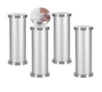 Adjustable Aluminum Furniture Legs - 4 Pcs Glass Coffee Table Feet No Punch Self-Adhesive Metal Support Legs for Bathroom Cabinet 40cm Silver Finish.