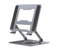 Adjustable Aluminum Laptop Stand Foldable 360° Rotating Base for MacBook & Laptops Ergonomic Design Lightweight Portable Computer Holder - Grey