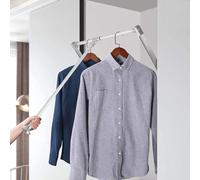 Adjustable Aluminum Pull Down Wardrobe Rail, Extendable Closet Rod with Ergonomic Handle for Effortless Clothing Organization