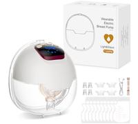 Adjustable AMIPOW Breast Pump, Electric Portable Electric Breast Pump, Hands-Free, 4 Modes & 15 Levels with LED Display, BPA-Free, Pain-Free, Hands-Free with 18/20/22/24 mm Flange (1 Pack)